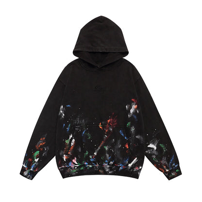 BC02  Men's and women's hand-painted graffiti long sleeved hooded sweatshirt Clothes