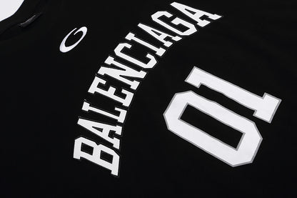 BC01  Double yarn cotton fabric basketball retro long sleeved top clothes
