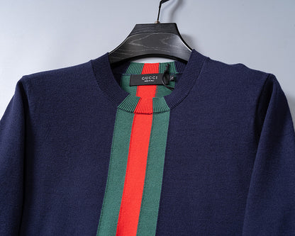 GC01   Autumn and Winter Classic Green Red Green Jacquard Sweater Clothes