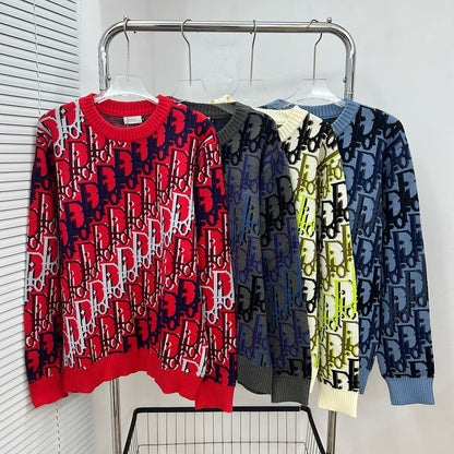 DC1   Unisex All-over Multicolor Logo Jacquard Crew Neck Sweater clothes