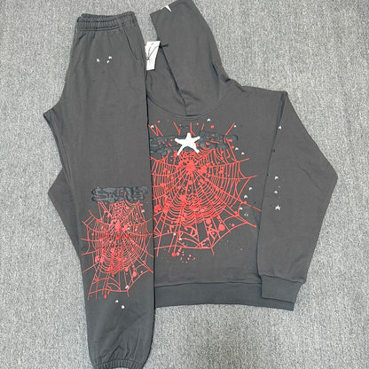 SC02  Men's and women's simple and fashionable looped black carbon gray set  clothes