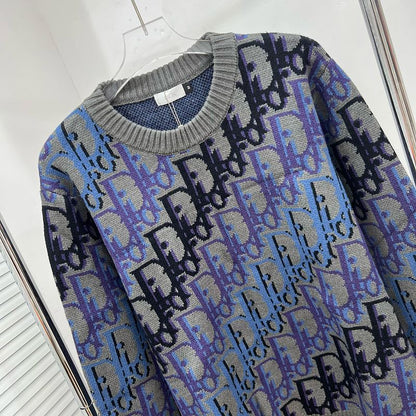 DC1   Unisex All-over Multicolor Logo Jacquard Crew Neck Sweater clothes