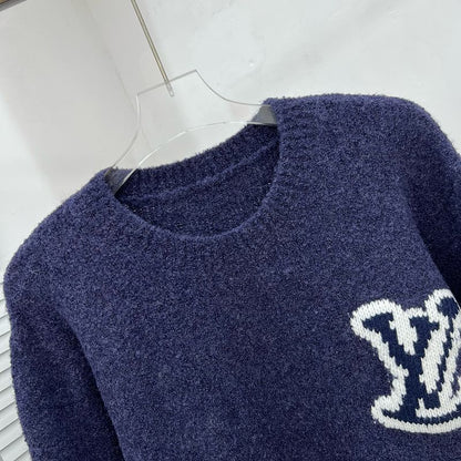 LC03   Men's and women's classic letter jacquard round neck sweater in front and back clothes