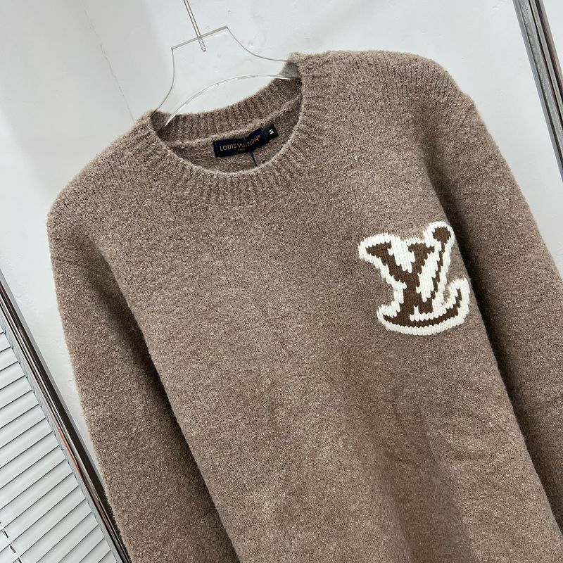 LC03   Men's and women's classic letter jacquard round neck sweater in front and back clothes
