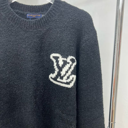LC03   Men's and women's classic letter jacquard round neck sweater in front and back clothes