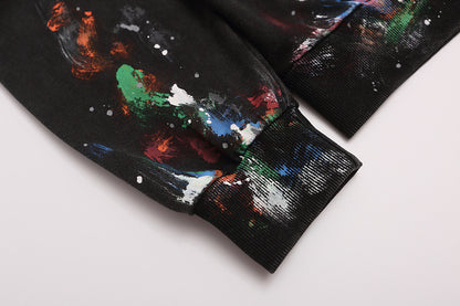 BC02  Men's and women's hand-painted graffiti long sleeved hooded sweatshirt Clothes