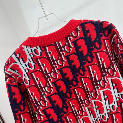 DC1   Unisex All-over Multicolor Logo Jacquard Crew Neck Sweater clothes