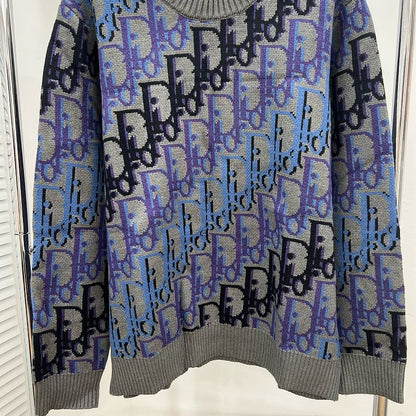 DC1   Unisex All-over Multicolor Logo Jacquard Crew Neck Sweater clothes