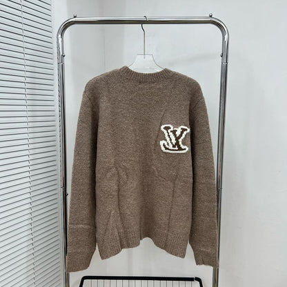 LC03   Men's and women's classic letter jacquard round neck sweater in front and back clothes
