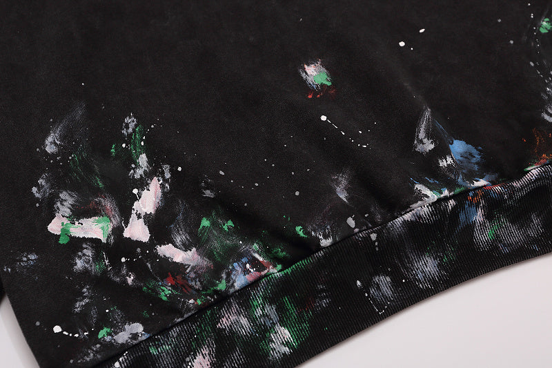 BC02  Men's and women's hand-painted graffiti long sleeved hooded sweatshirt Clothes