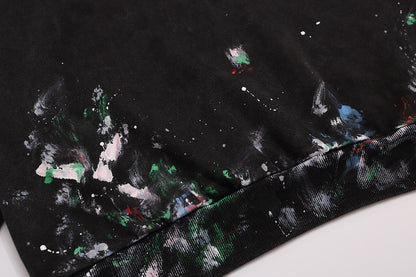 BC02  Men's and women's hand-painted graffiti long sleeved hooded sweatshirt Clothes