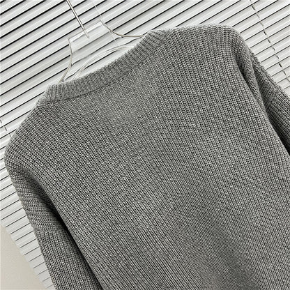 EC03   Men's and women's double C logo patch embroidered round neck sweater Clothes