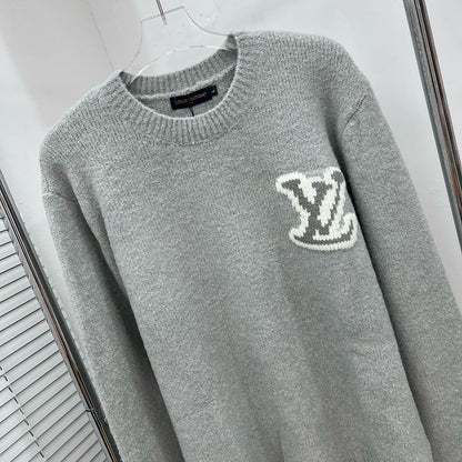 LC03   Men's and women's classic letter jacquard round neck sweater in front and back clothes