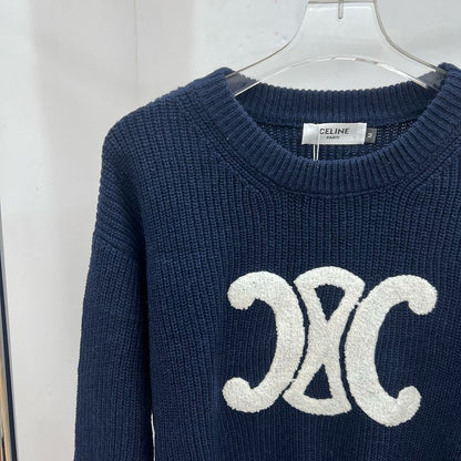 EC03   Men's and women's double C logo patch embroidered round neck sweater Clothes