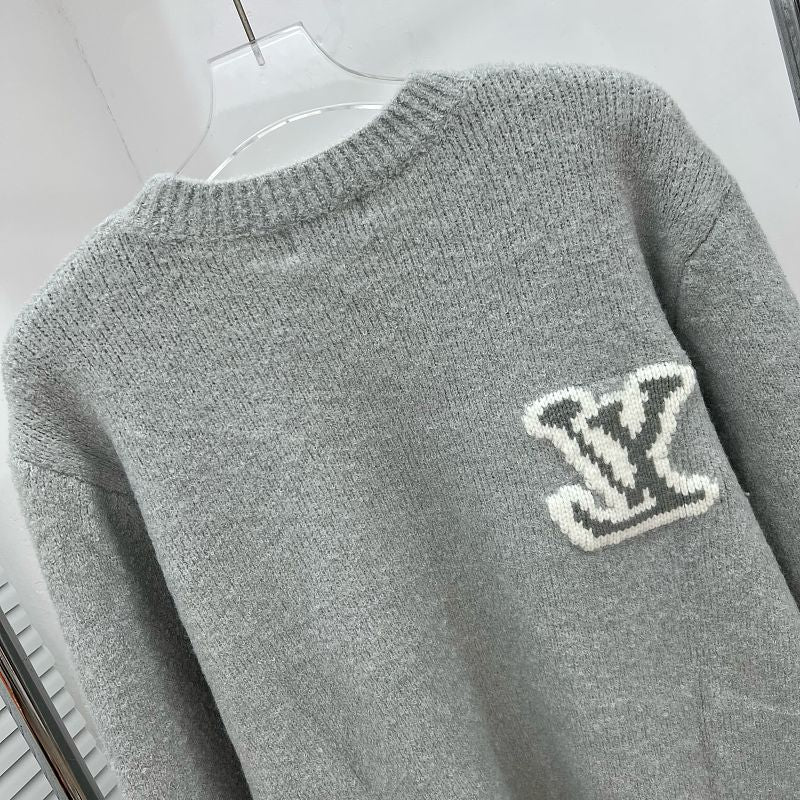 LC03   Men's and women's classic letter jacquard round neck sweater in front and back clothes