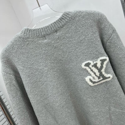 LC03   Men's and women's classic letter jacquard round neck sweater in front and back clothes
