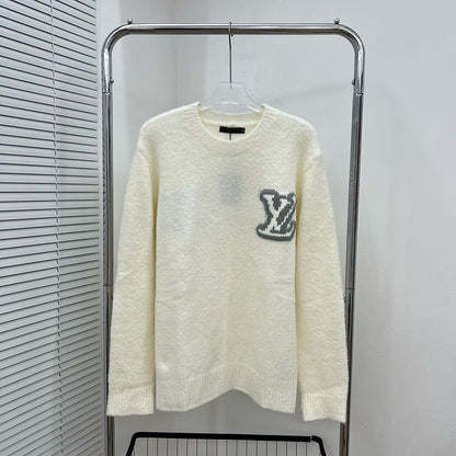 LC03   Men's and women's classic letter jacquard round neck sweater in front and back clothes