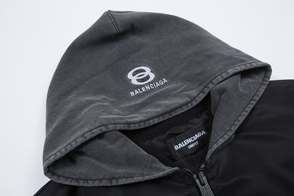 BC03   Cotton jacket with double ring zipper, black flight suit jacket, warm jacket  clothes
