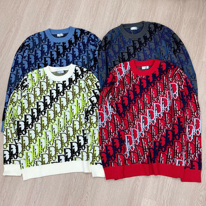 DC1   Unisex All-over Multicolor Logo Jacquard Crew Neck Sweater clothes
