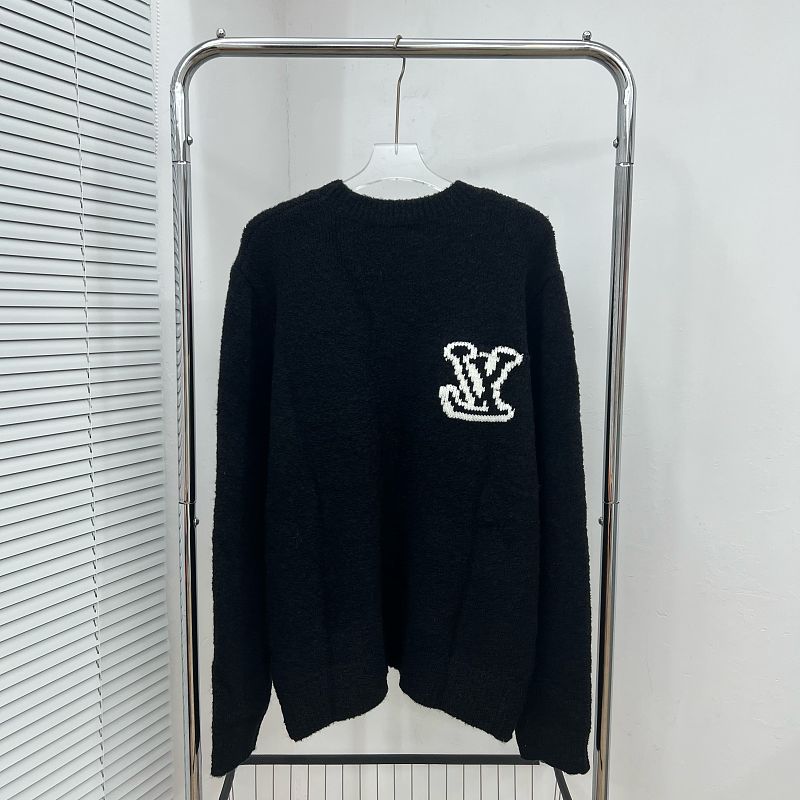 LC03   Men's and women's classic letter jacquard round neck sweater in front and back clothes
