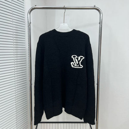 LC03   Men's and women's classic letter jacquard round neck sweater in front and back clothes