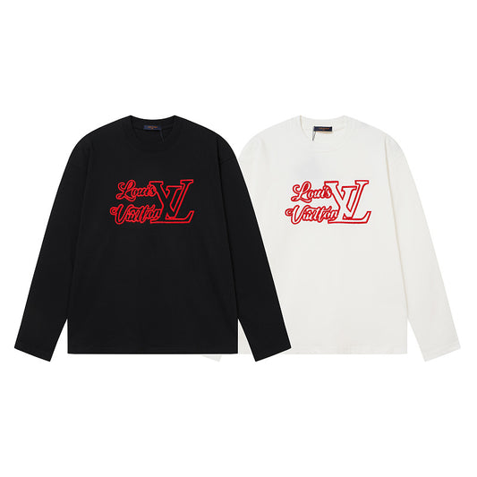 LC1   Cotton heavy-duty fabric embroidered long sleeved T-shirt Clothes