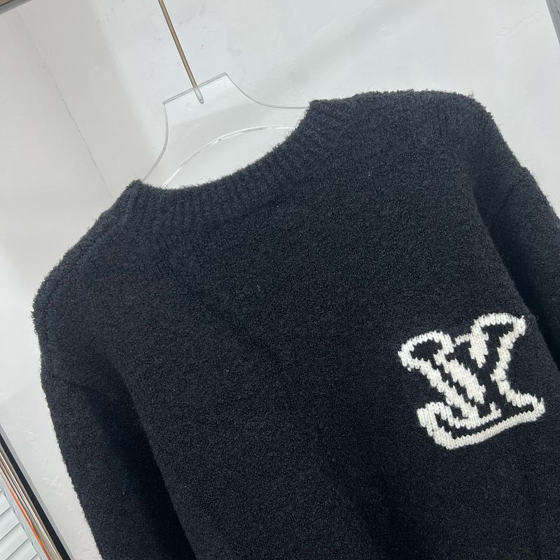 LC03   Men's and women's classic letter jacquard round neck sweater in front and back clothes