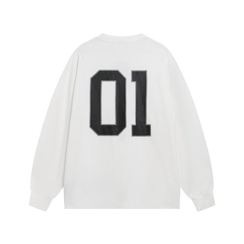BC01  Double yarn cotton fabric basketball retro long sleeved top clothes