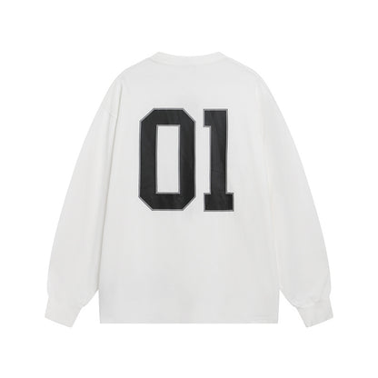 BC01  Double yarn cotton fabric basketball retro long sleeved top clothes