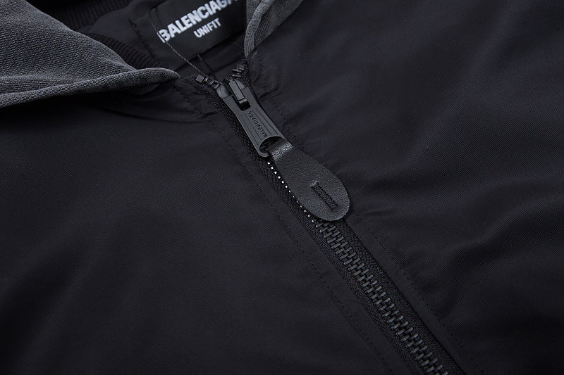 BC03   Cotton jacket with double ring zipper, black flight suit jacket, warm jacket  clothes
