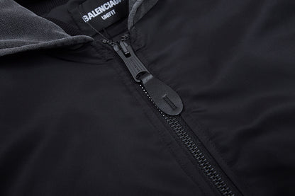BC03   Cotton jacket with double ring zipper, black flight suit jacket, warm jacket  clothes