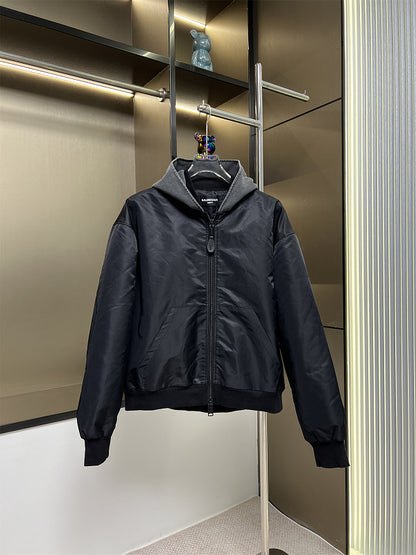 BC03   Cotton jacket with double ring zipper, black flight suit jacket, warm jacket  clothes