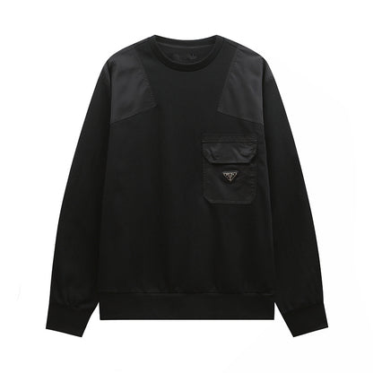 PC01  Men's and women's patchwork pocket design long sleeved sweatshirt clothes