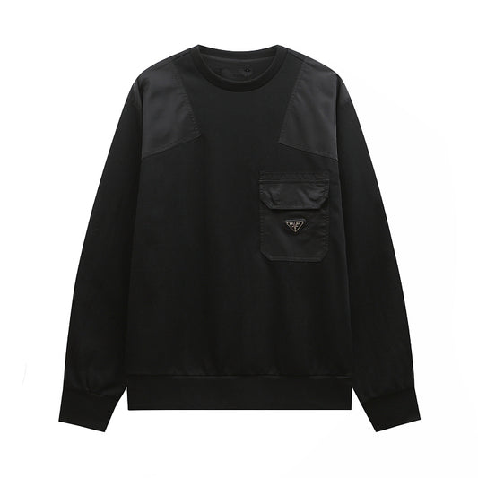 PC01  Men's and women's patchwork pocket design long sleeved sweatshirt clothes