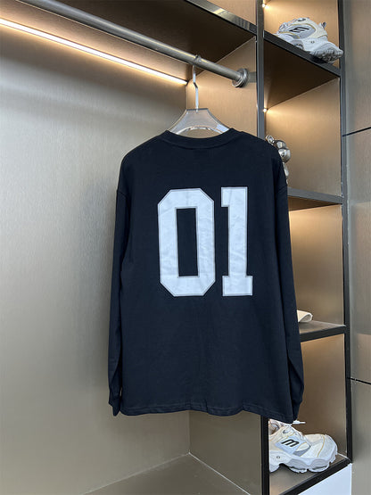 BC01  Double yarn cotton fabric basketball retro long sleeved top clothes