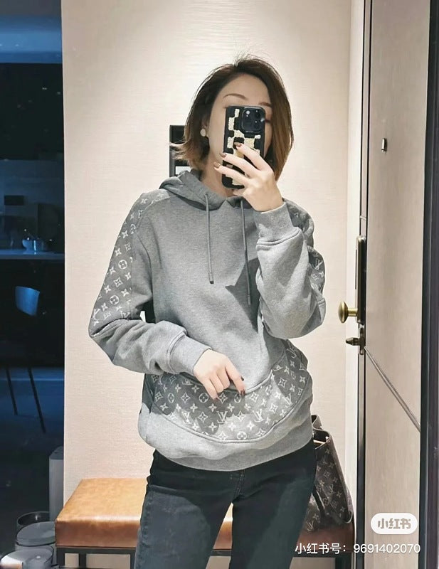 LC05  Men's and women's all cotton David hoodie with hooded and floral patchwork hoodie clothes