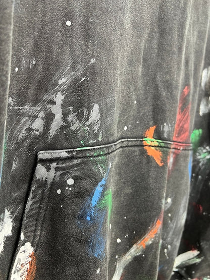 BC02  Men's and women's hand-painted graffiti long sleeved hooded sweatshirt Clothes