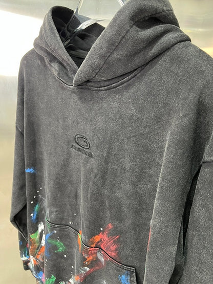 BC02  Men's and women's hand-painted graffiti long sleeved hooded sweatshirt Clothes