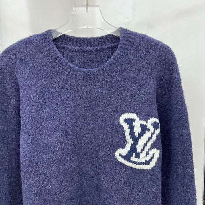 LC03   Men's and women's classic letter jacquard round neck sweater in front and back clothes