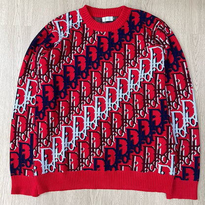 DC1   Unisex All-over Multicolor Logo Jacquard Crew Neck Sweater clothes
