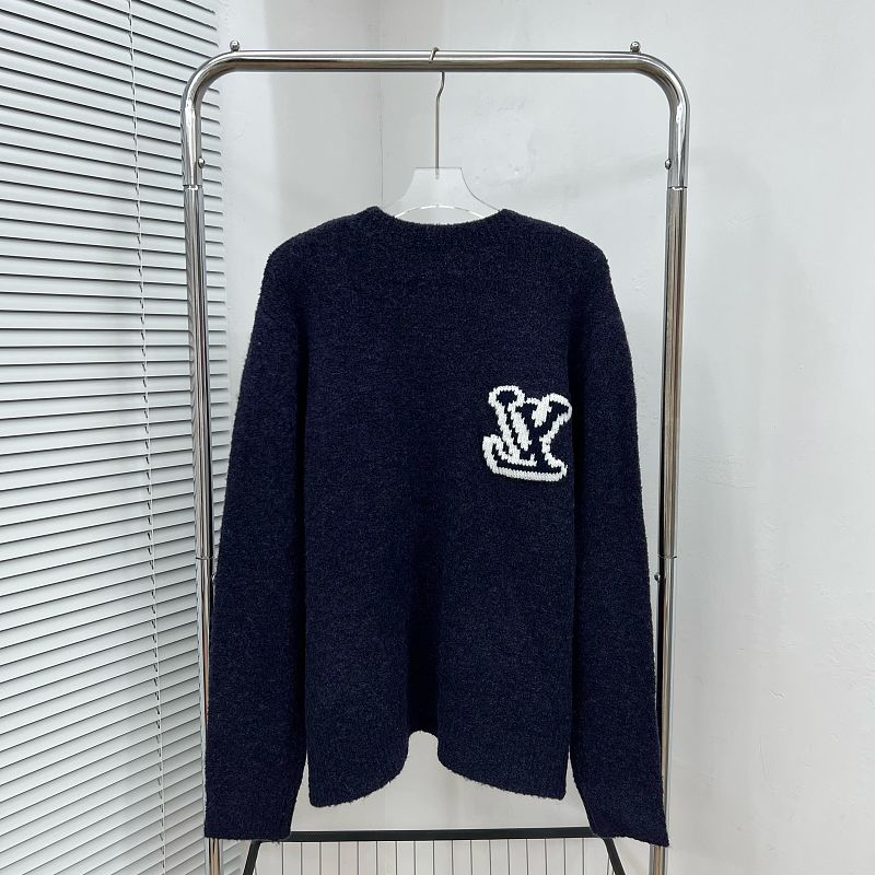 LC03   Men's and women's classic letter jacquard round neck sweater in front and back clothes