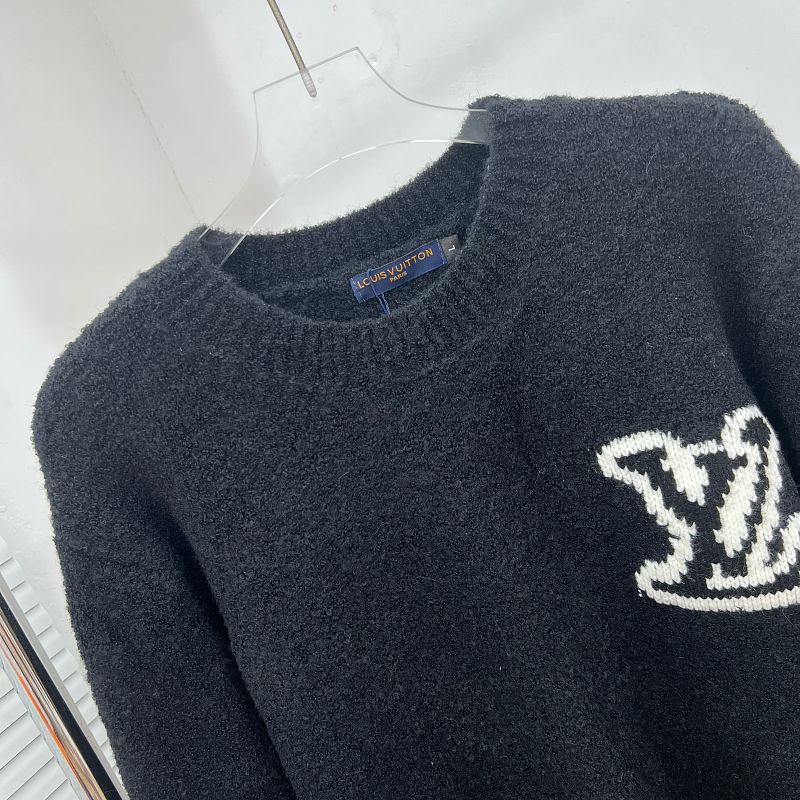 LC03   Men's and women's classic letter jacquard round neck sweater in front and back clothes