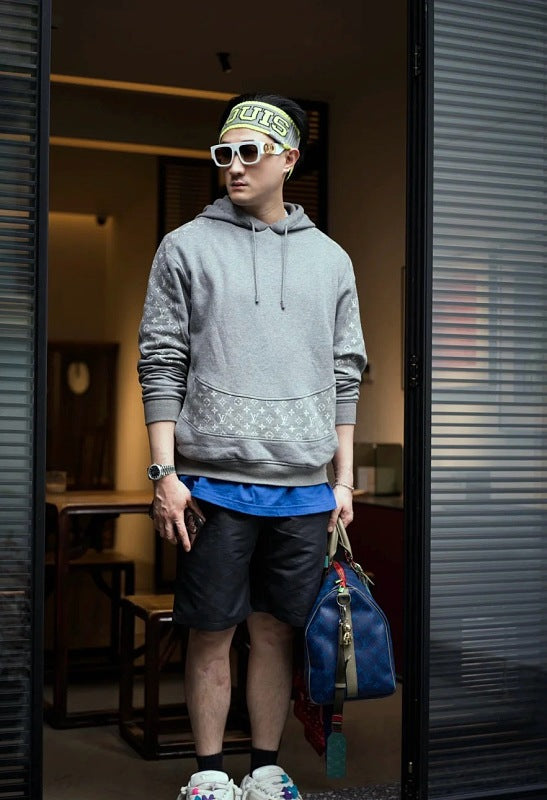 LC05  Men's and women's all cotton David hoodie with hooded and floral patchwork hoodie clothes