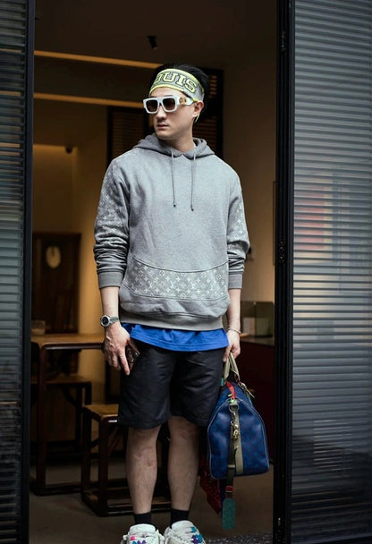 LC05  Men's and women's all cotton David hoodie with hooded and floral patchwork hoodie clothes