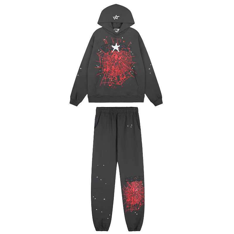 SC02  Men's and women's simple and fashionable looped black carbon gray set  clothes