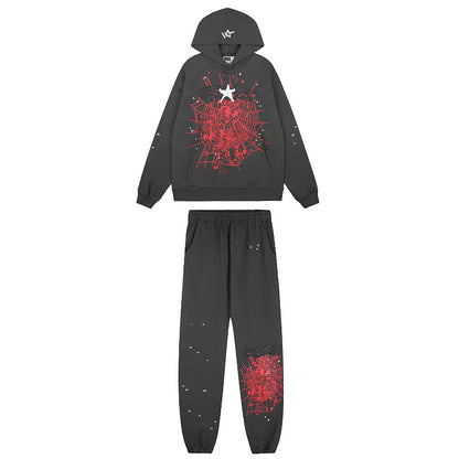 SC02  Men's and women's simple and fashionable looped black carbon gray set  clothes