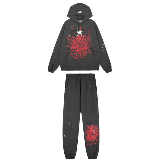 SC02  Men's and women's simple and fashionable looped black carbon gray set  clothes