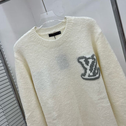 LC03   Men's and women's classic letter jacquard round neck sweater in front and back clothes