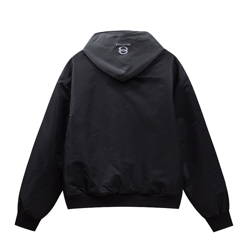 BC03   Cotton jacket with double ring zipper, black flight suit jacket, warm jacket  clothes