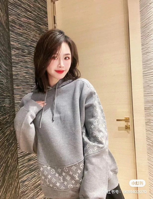 LC05  Men's and women's all cotton David hoodie with hooded and floral patchwork hoodie clothes